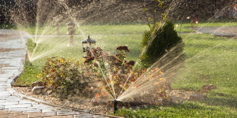 Sprinkler System watering grass
