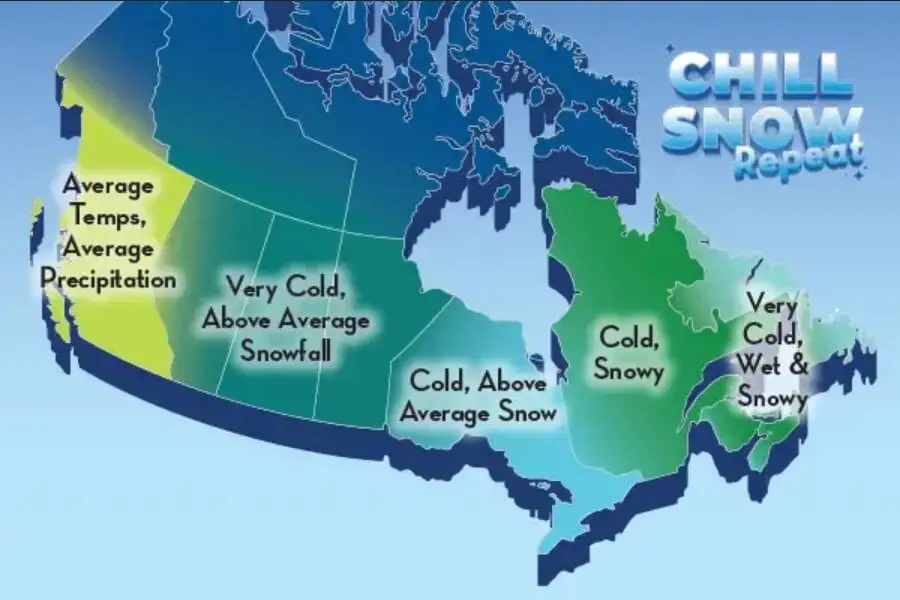 Canada “Chill, Snow, Repeat” winter outlook map